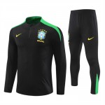 Brasilien Training Sweatshirts Viertelreißverschluss 2024-25 Schwarze